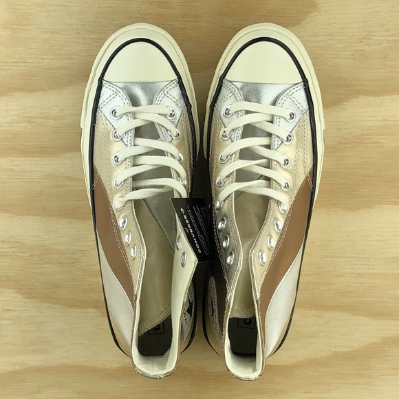 Converse Chuck Taylor 70 Hi Metallic Leather Shoes - Picture 6 of 9